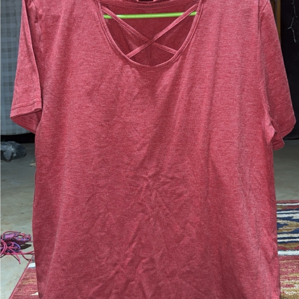 Women's Red Crisscross Back Top